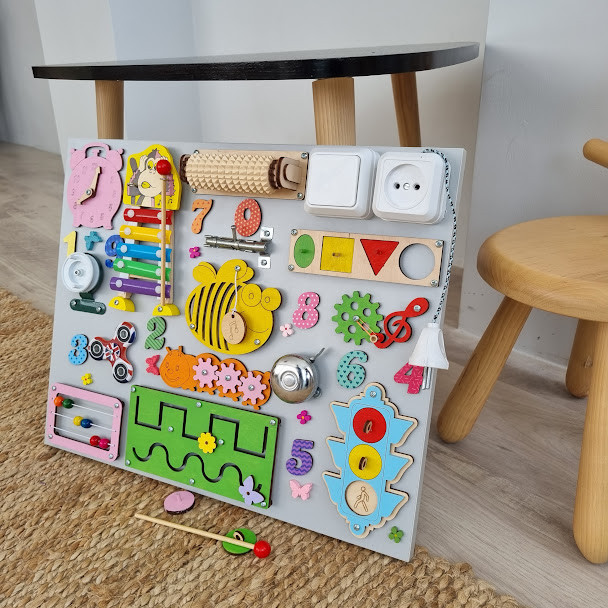 Бізіборд Розвивальної дошки для дітей 40х50 Розвивальна дошка дівчинці від 6 місяців для розвитку дрібної моторики Тернопіль - фото 1