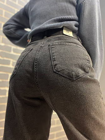 Джинсы женские Its Basic 4133 Baggy jeans свободные утепленные байка высокая посадка черные, черный, Одесса - изображение 5