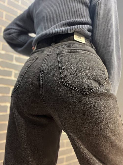 Джинсы женские Its Basic 4133-71 Baggy jeans свободные утепленные байка высокая посадка черные, черный, 36, 36, 79 см, 107 см Киев - изображение 5