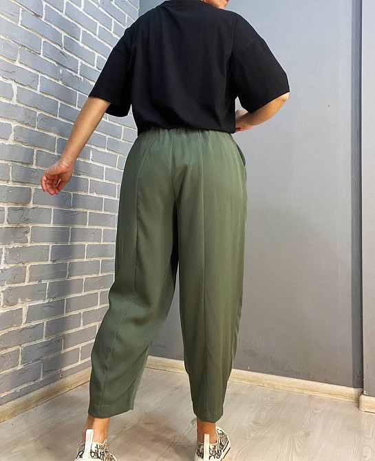 Брюки жіночі Mix Ray 4307 МОМ з резинкою та шнурком на талії, хакі, L Київ - фото 4