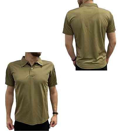 Футболка поло мужская с коротким рукавом тактическая, Поло с липучками на рукавах для военных Бежевый S Каменец-Подольский