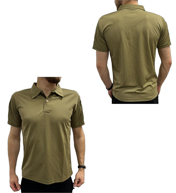 Футболка поло мужская с коротким рукавом тактическая, Поло с липучками на рукавах для военных Бежевый S Каменец-Подольский - изображение 2