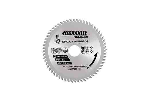 Диск пильный GRANITE для дерева с твердосплавными напайками 125х22.2х60Т 12000 об/мин 5-12-560 Ровно