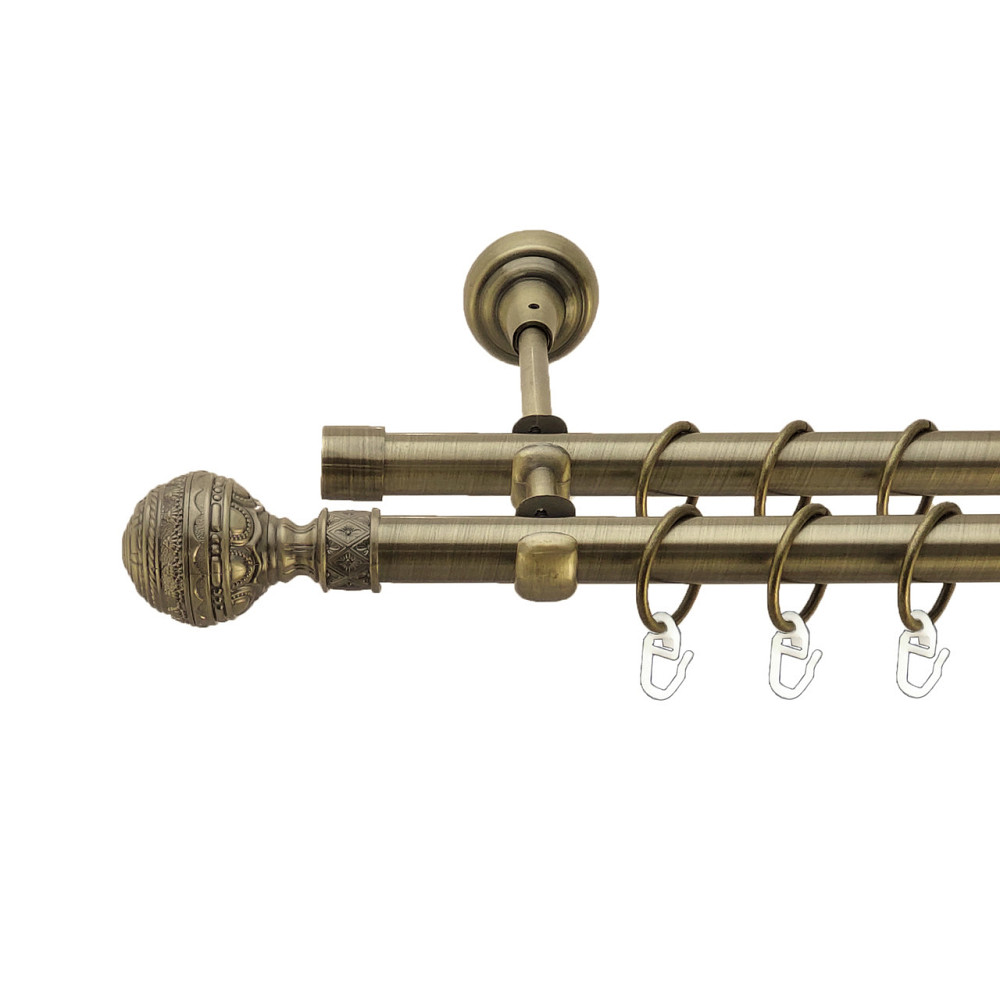 Карниз Orvit Арабеска металевий дворядний відкритий Антик 19\19 мм 160 см (4016350) Львів - фото 1