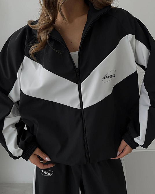 Жіночий стильний костюм оверсайз — двійка плащівка Еммі + підкладка спорт Чорний, 46/48 Одеса - фото 9