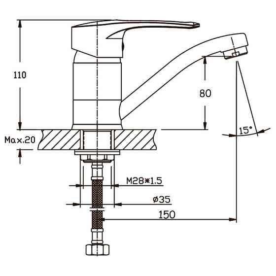 Змішувач для умивальника Haiba Germes 555 (вилив 15 см) (HB0143) Київ
