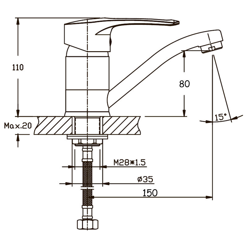 Змішувач для умивальника Haiba Germes 555 (вилив 15 см) (HB0143) Київ - фото 2