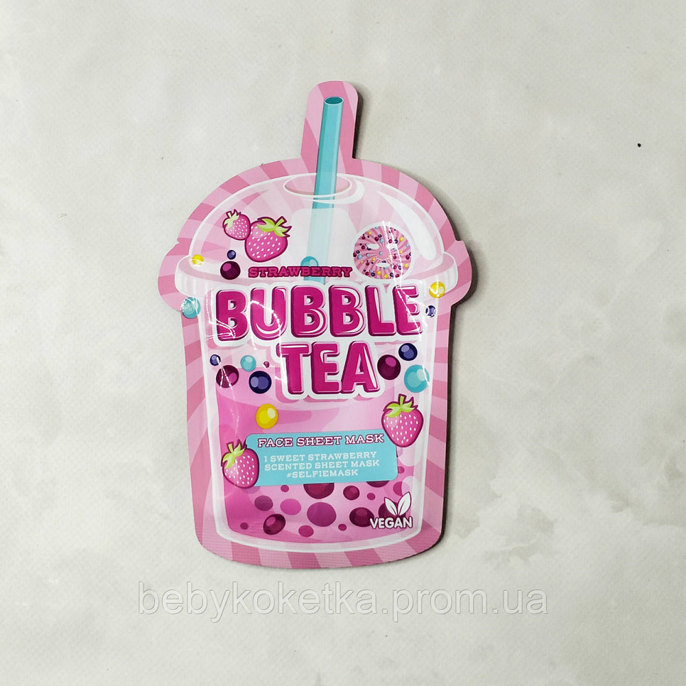 Дитяча тканинна маска для обличчя з ароматом полуниці Bubble Tea 20 мл. Львів - фото 1