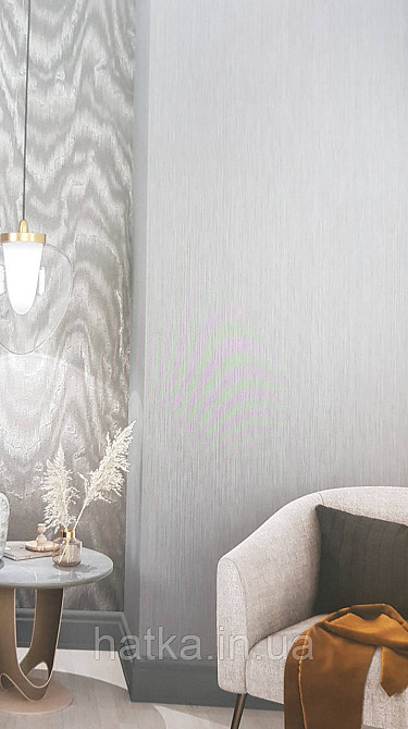 Обои виниловые на флизелине Marburg Lava метровые однотонные тонкая полоска темно серые Киев - изображение 4
