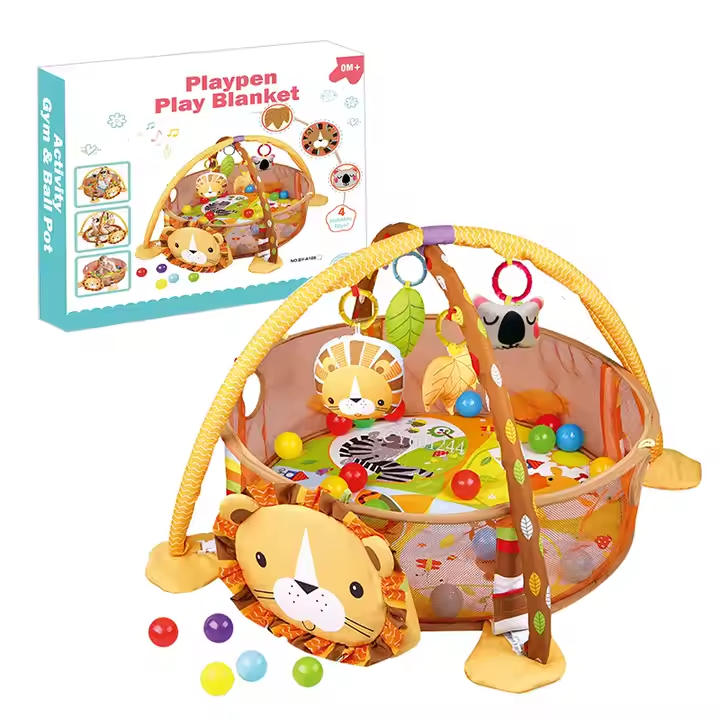 Детский коврик-манеж с дугами, игрушками и шариками, яркий развивающий коврик, модель Лев Каменец-Подольский - изображение 2