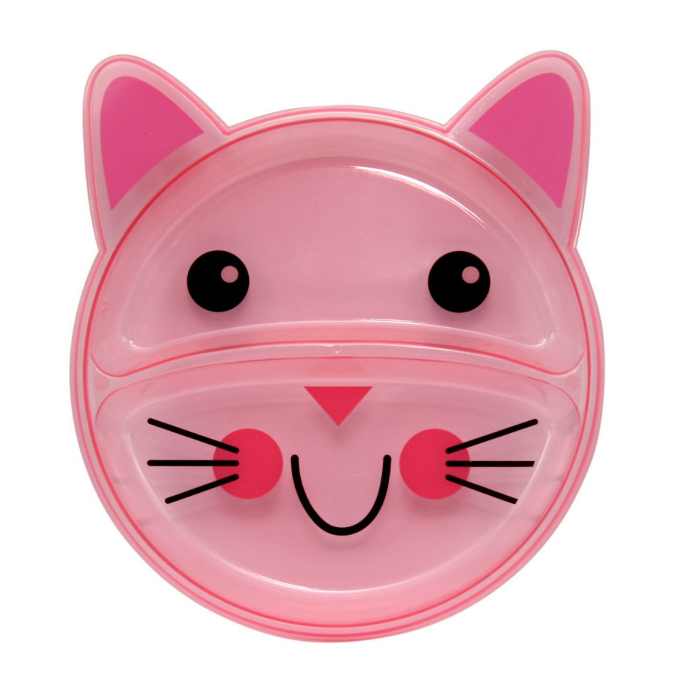 Дитяча секційна тарілочка "Кіт" 6000_кіт_рожевий Вінниця - фото 1