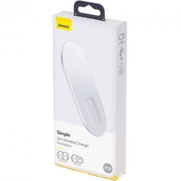 Бездротова зарядка Baseus Simple Wireless Charger 2 в 1 WXJK-С02 (Біла) Миколаїв - фото 7