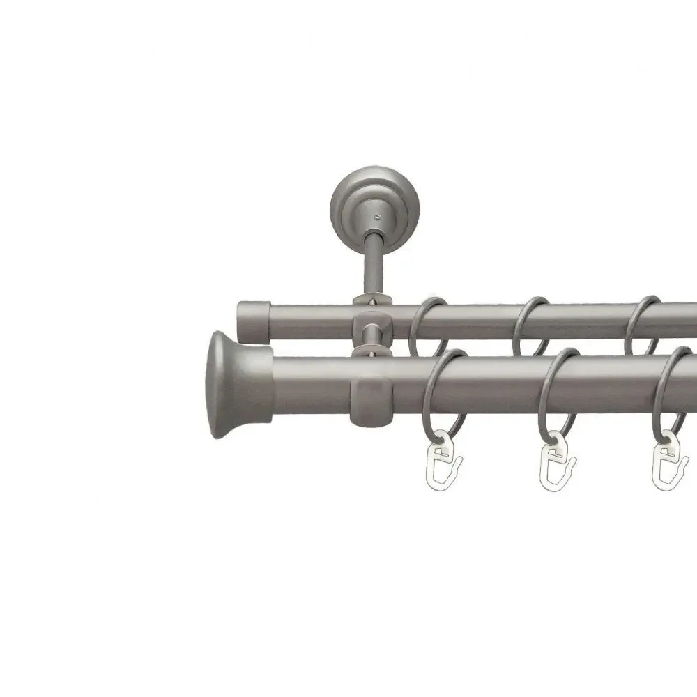 Карниз Orvit Дуо металевий дворядний відкритий гладка труба кільце металеве Сатин 25\16 мм 240 см (6353157) Львів - фото 1