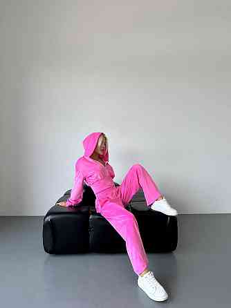 Жіночий стильний прогулянковий костюм: кофта та штани велюр-плюш Рожевий, 48/50 Одеса