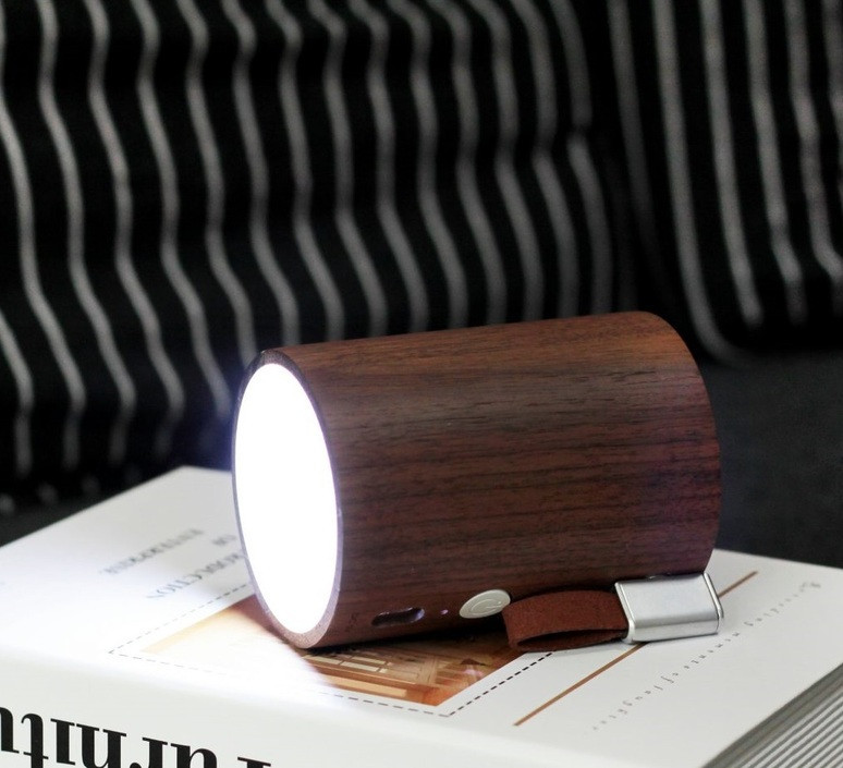 Портативний Bluetooth-динамік із вбудованим світильником Gingko Drum, дерево горіх Вінниця - фото 6