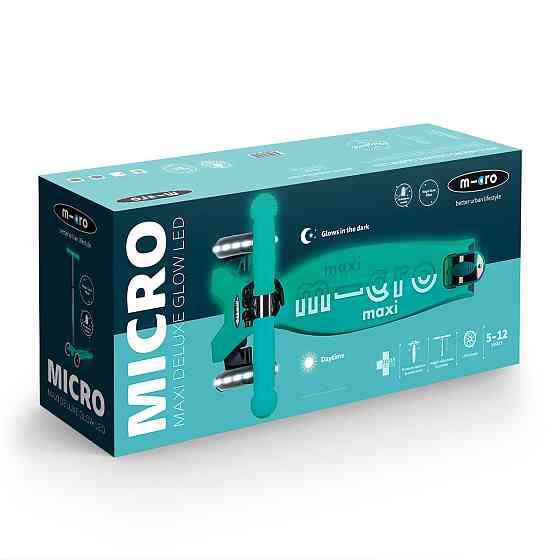 Самокат Micro серії Maxi Deluxe Glow LED – Желейний зелений Дніпро