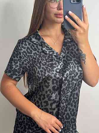 Піжама жіноча з сатину з шортами і сорочкою Графіт XS-S Харків