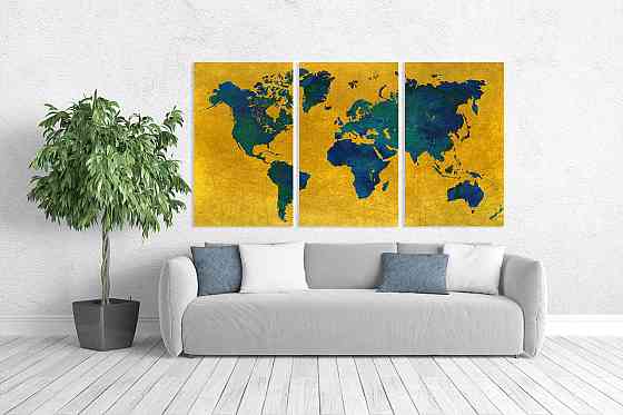 Модульная картина в гостиную / спальню    Мапа   світу   ART-057_3A 70х130 см Киев