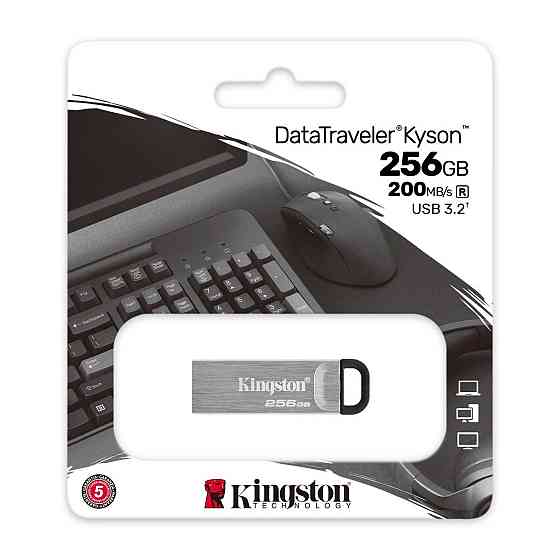 Флешка flash Kingston USB накопичувач 3.2 DT Kyson 256GB, колір сіро-чорний DTKN / 256GB Одеса