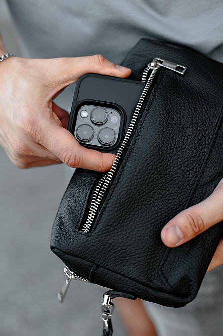 Кожаная барсетка, клатч из натуральной зернистой кожи SKILL Bronx (Черный) Сумы - изображение 3