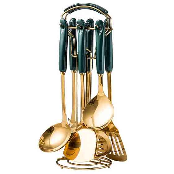 Кухонний набір аксесуарів на підставці, 7 предметів, ізумрудний Київ