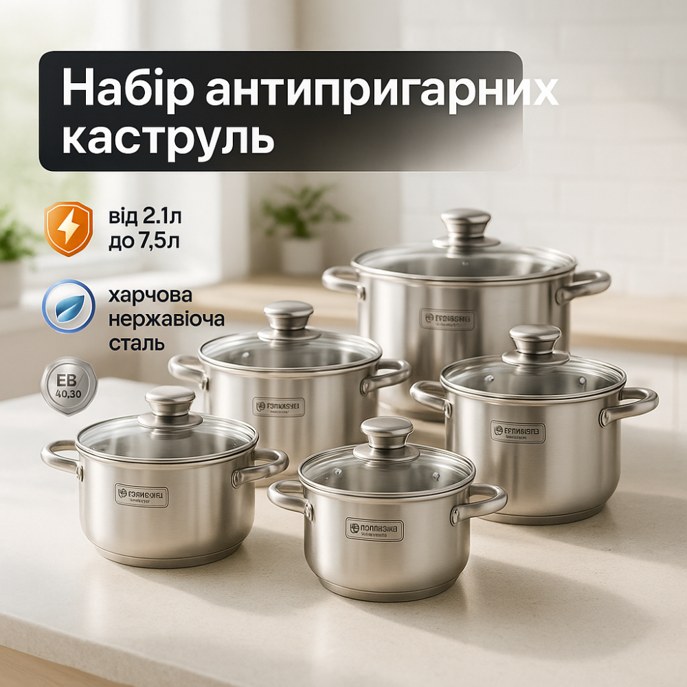 Набор кастрюль для электроплиты, Набор кастрюль для плит приготовления с крышками IK-32 Львов - изображение 10