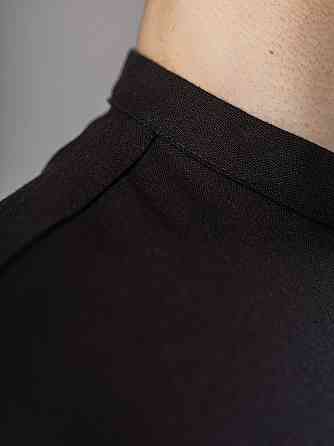 Черная мужская рубашка изо льна casual. Рубашка свободного кроя легкая черная Pobedov Exlnt Киев