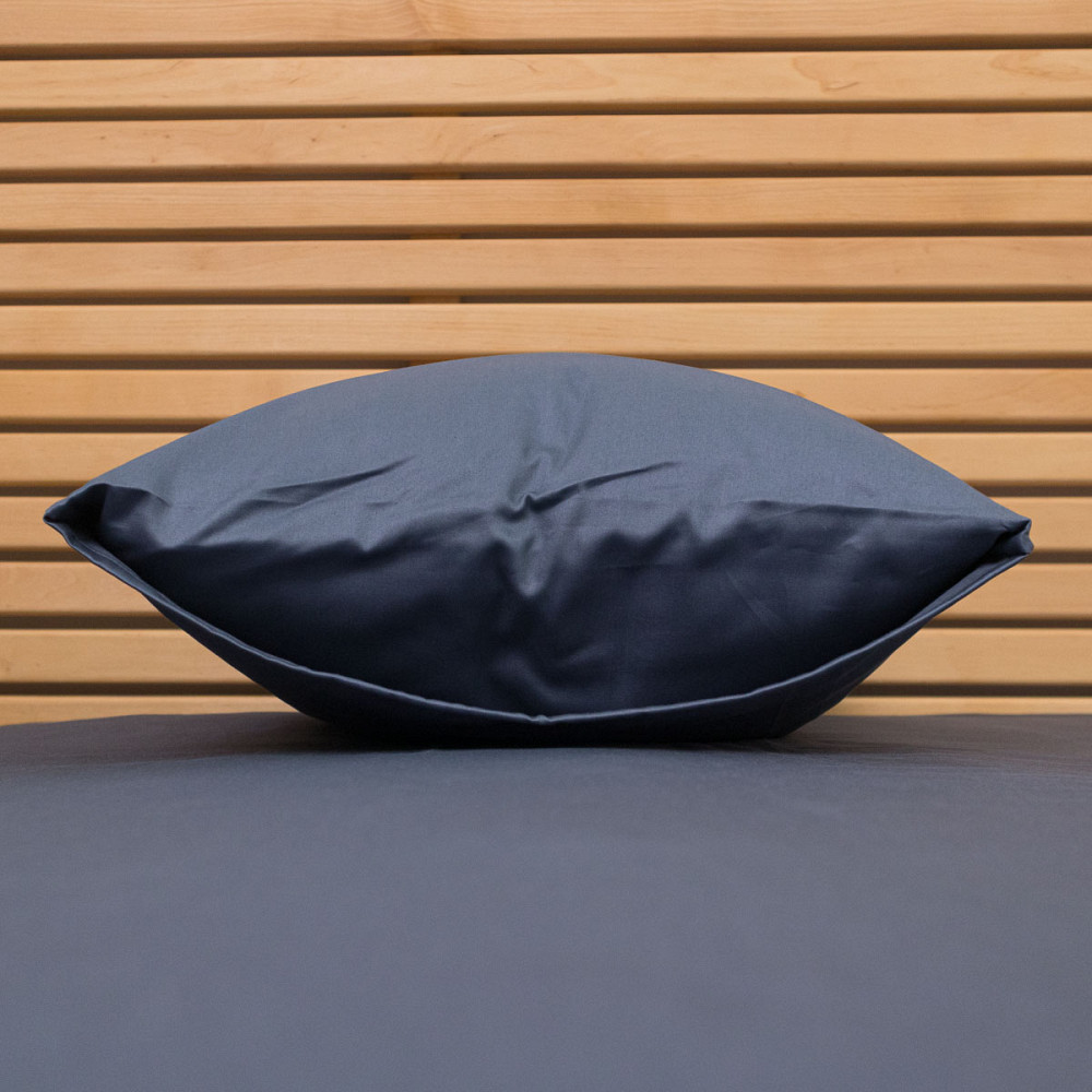 Евро комплект постельного белья Сатин Гладкий 135 г/м2 YouStar (Серый) 2 х 50х70 Сумы - изображение 9