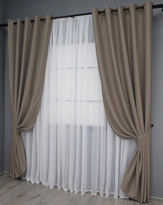 Комплект штор на люверсах VR-Textil Bagema Rvs № 1289ш Какао 150х250 см 2 шт (37-0015) Киев - изображение 3