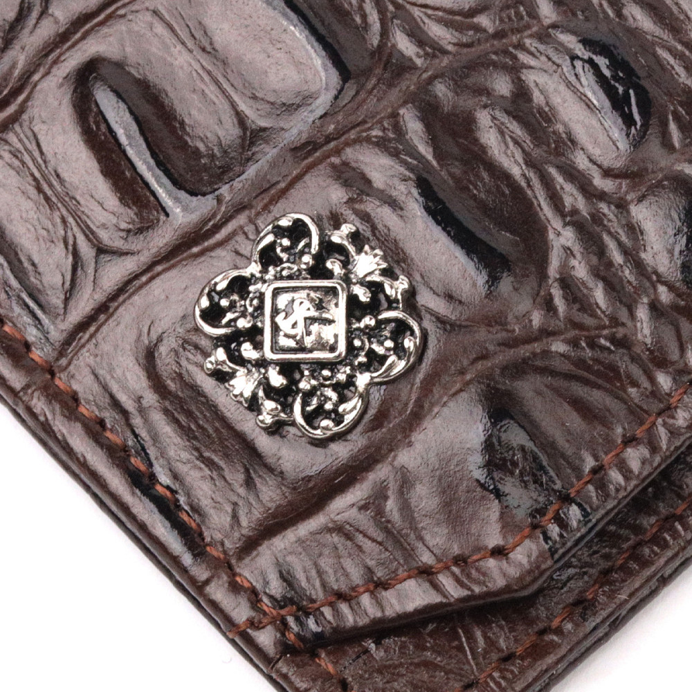 Визитница из натуральной фактурной кожи под крокодила KARYA 20965 Коричневый Киев - изображение 6