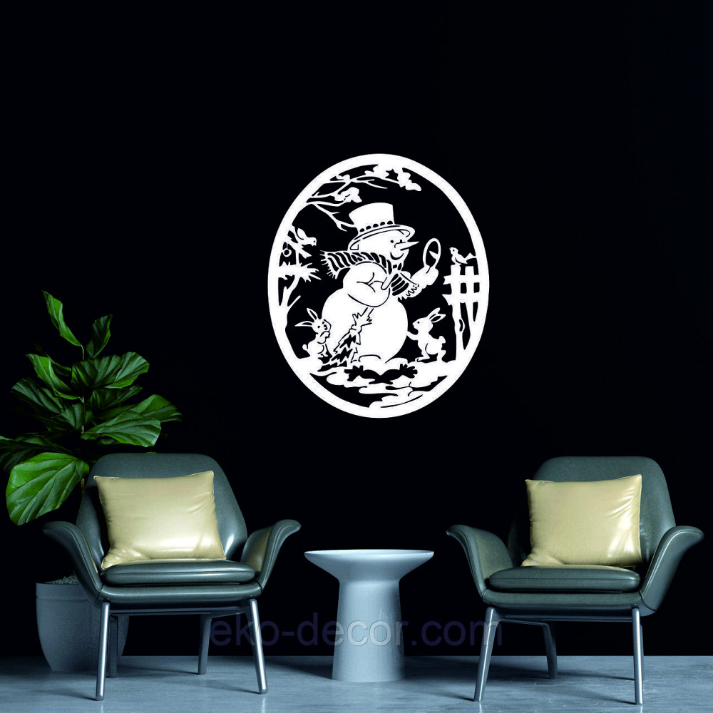 Декоративне настінне Панно «Сніговик», Декор на стену Київ - фото 3