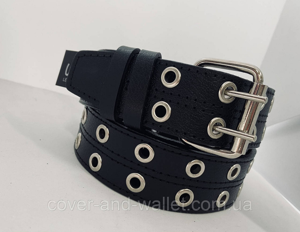 Широкий шкіряний ремінь із двома отворами PS Leather Київ - фото 3