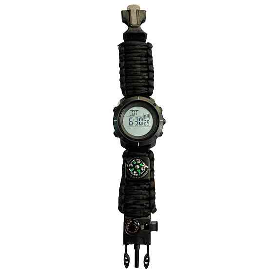 Часы наручные SKMEI 1213BK, PARACORD, BLACK BIG SIZE, Compass, термометр, свисток, кресало, 10465 Днепр