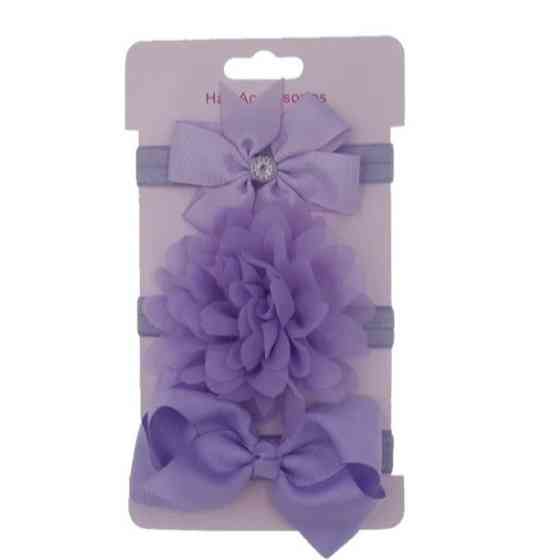Набор детских повязок сиреневых - 3шт., размер универсальный (на резинке) Киев