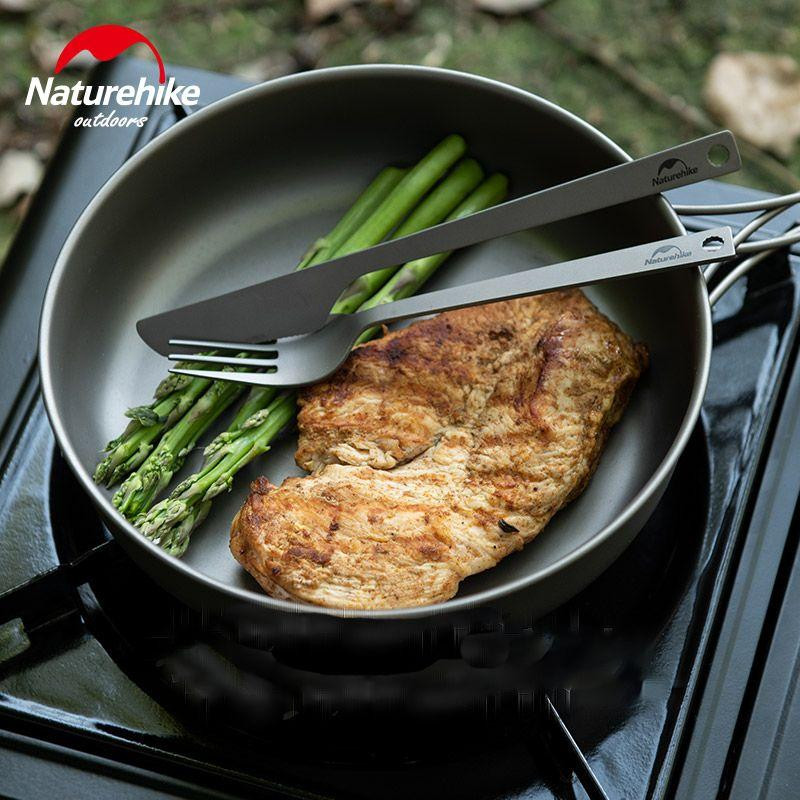 Набор столовых приборов (ложка, вилка, нож) из титана Naturehike NH19T011-D, серый с мешочком Ровно - изображение 2