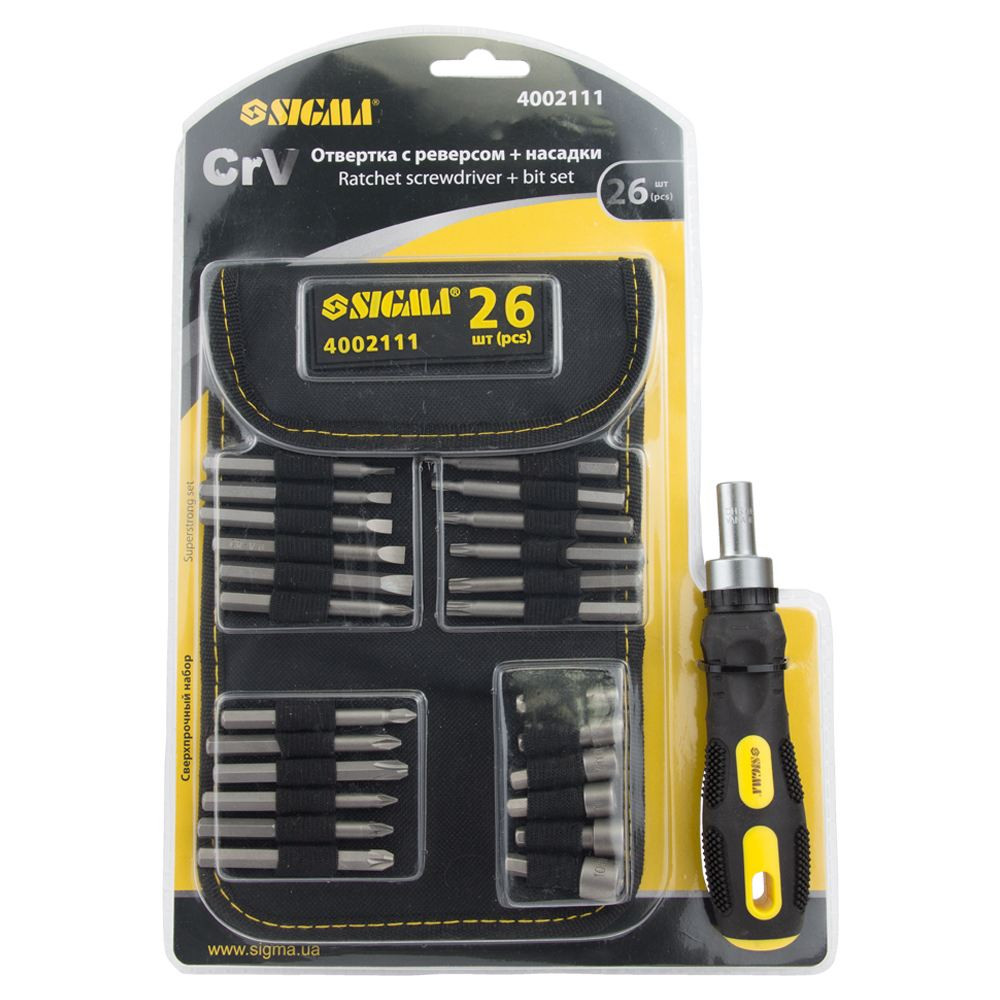 Sigma Отвертка + биты 18шт + насадки торцевые 6шт CrV SIGMA (4002111) Коломыя - изображение 2