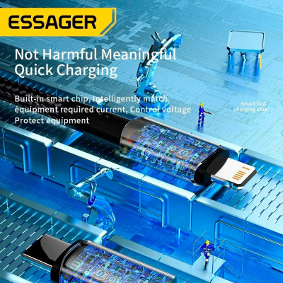 Дата кабель USB-C to Lightning 0.5m 20W black Essager (EXCTL-CGB01) Вінниця - фото 7