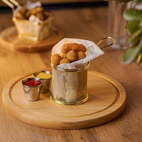 Zhongjing Кошик сервірувальний для картоплі фрі та снеків 9×9×9 см Золота HP-19-5-G Коломия