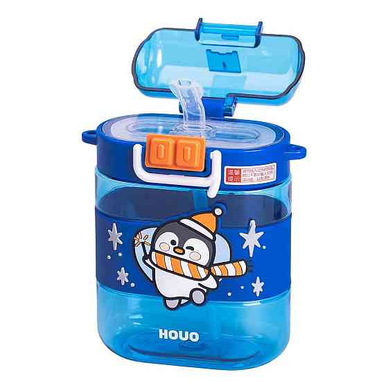 Дитяча пляшка для води з трубочкою 560 мл, синя Київ