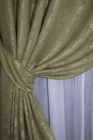 Комплект штор на люверсах VR-Textil Жаккард Sultan YL № № 1213ш Оливковый 150х250 см 2 шт (37-0062) Киев