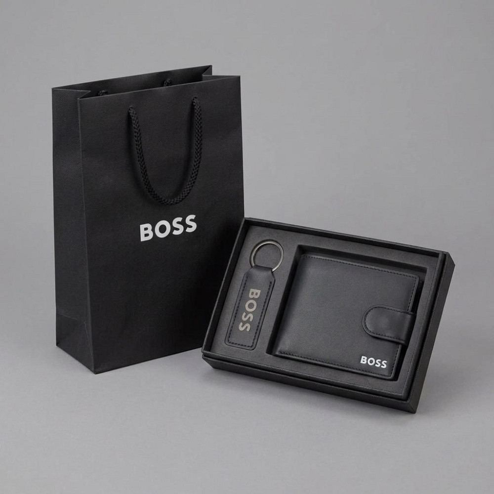 Мужской брендовый кошелек на кнопке Boss (7704-2) Киев - изображение 5