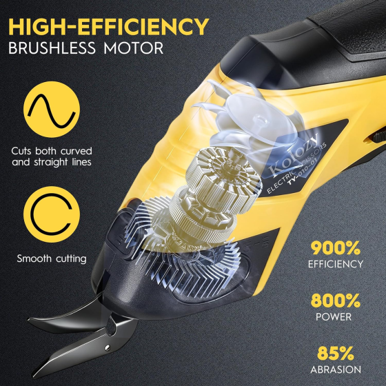 Електричні ножиці акумуляторні Kolozy 4V (2500 mAh) Універсальний різак для тканини, картону та шкіри 10000 об/хв + Кейс Київ