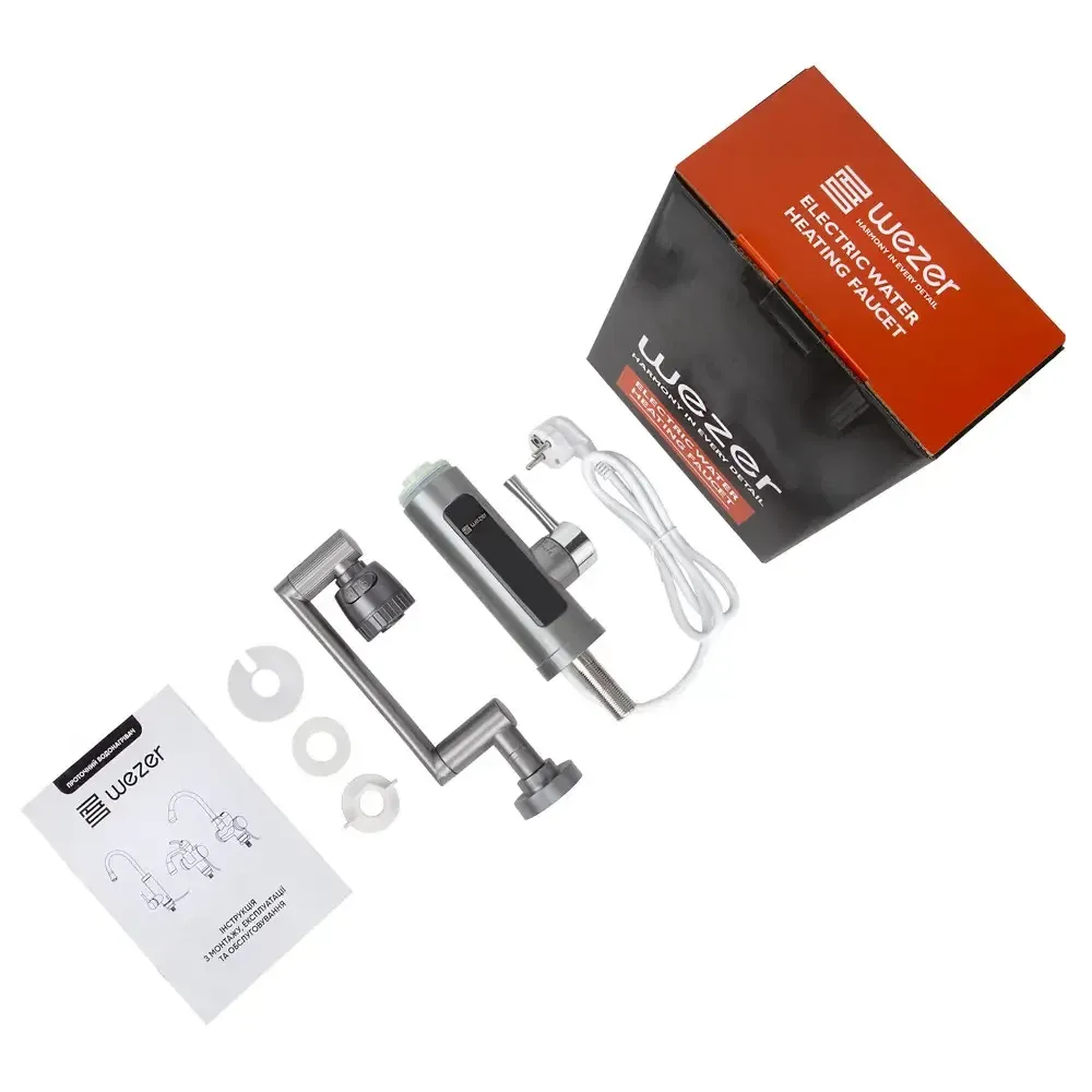 Проточний водонагрівач WEZER SDR-F16T різнорівневий вилив, 3,3 кВт, сірий Київ - фото 2