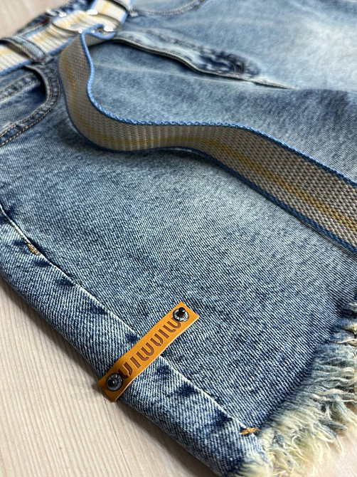 Шорти жіночі джинсові Vanver 268 короткі з бахромою та ременем блакитні, блакитний, З2, 32, 86 см, 114 см Київ - фото 6