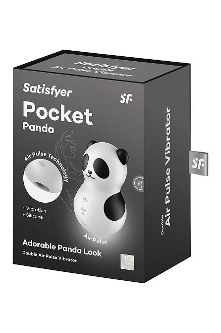 Вакуумный стимулятор с вибрацией Satisfyer Pocket Panda черно-белый, 8.9 см Sex Aura Киев - изображение 7