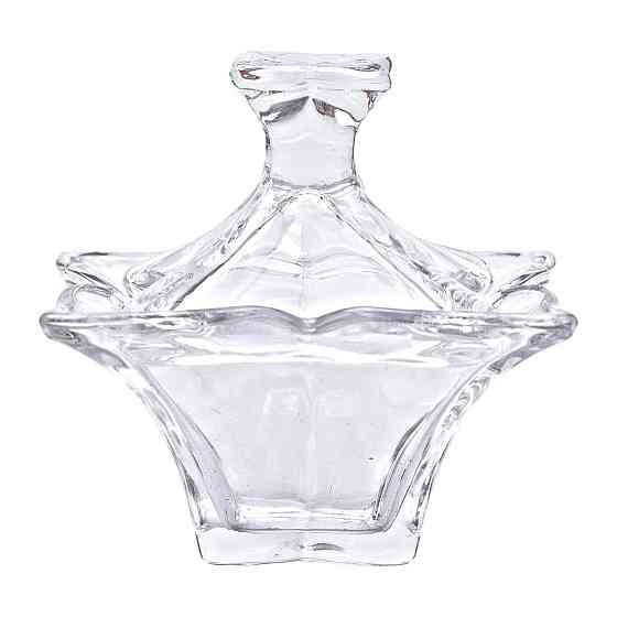 Квадратная стеклянная сахарница с крышкой 8.5 см Киев