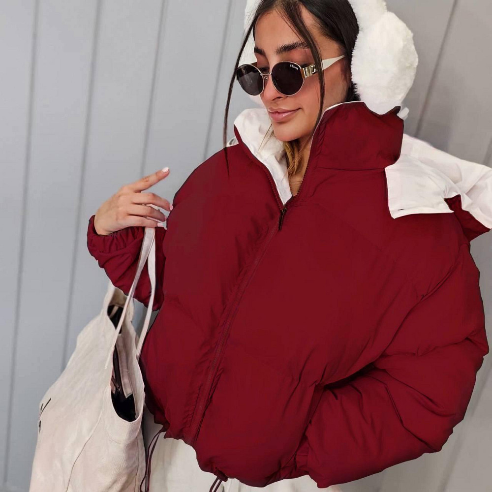 Жіноча стильна повсякденна куртка плащівка еммі Бургунді, 46/48 Одеса - фото 4