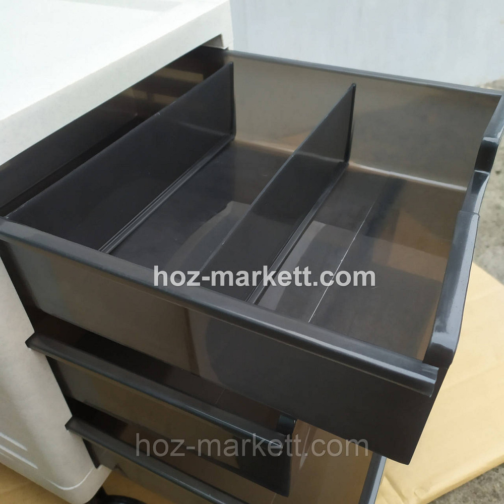 Комод пластиковий тумбочка на 3 ящики на колесах беж з коричневим Харків - фото 10