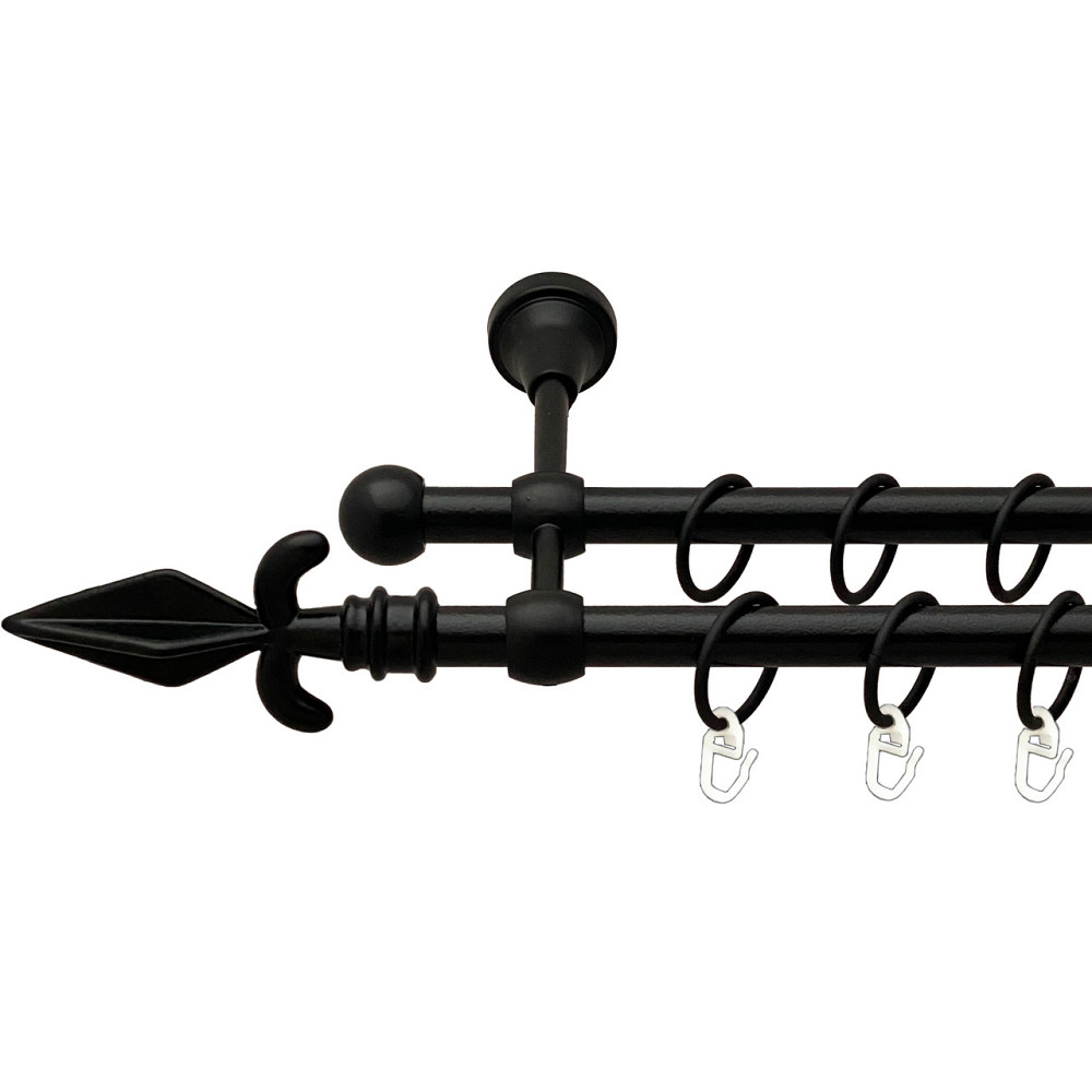 Карниз Orvit Грот металевий дворядний литий Чорний Оксамит 16\16 мм 300 см (00-00016139) Львов - изображение 1