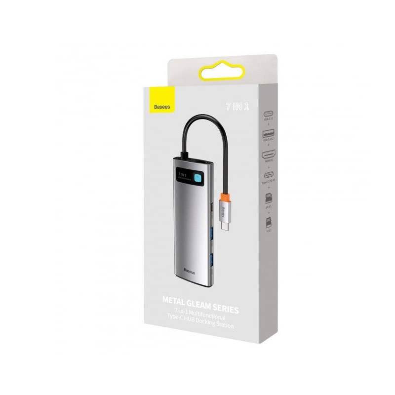 USB-хаб Baseus Metal Gleam Series 7-in-1 Multifunctional Type-C HUB Docking Station Gray（Type-C to Киев - изображение 6